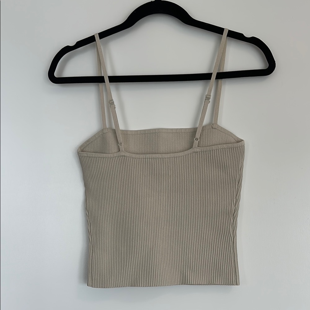 EUC Babaton Knit Cami Cropped Tank in Tan Size Medium - Picture 6 of 8